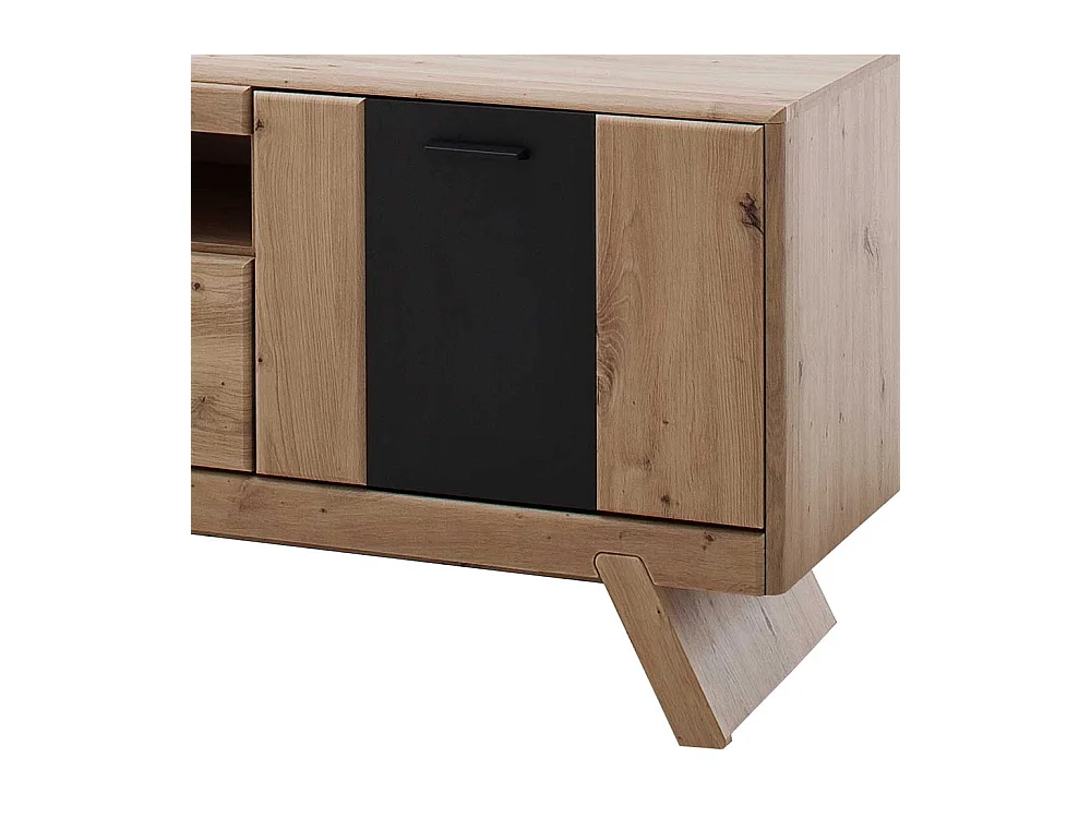 TV Lowboard in Eiche Optik und Dunkelgrau modern