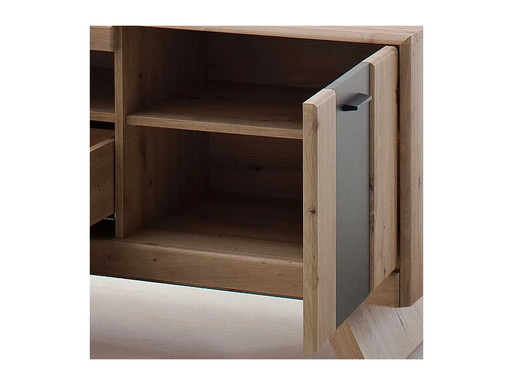 TV Lowboard in Eiche Optik und Dunkelgrau modern