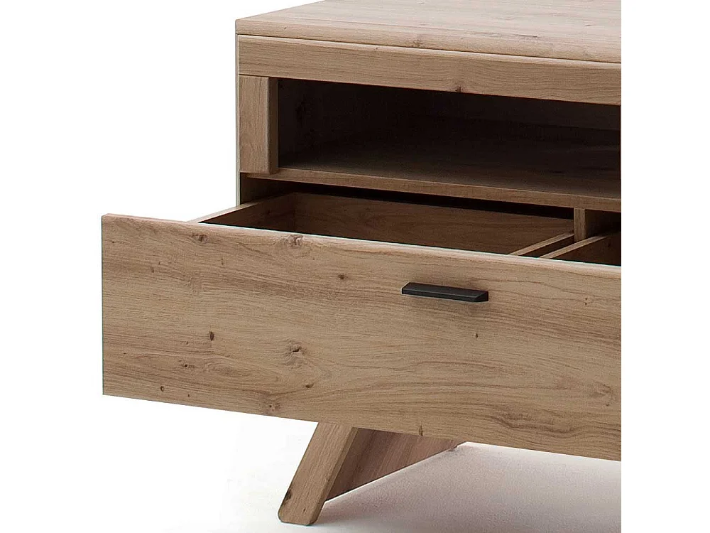 TV Lowboard in Eiche Optik und Dunkelgrau modern