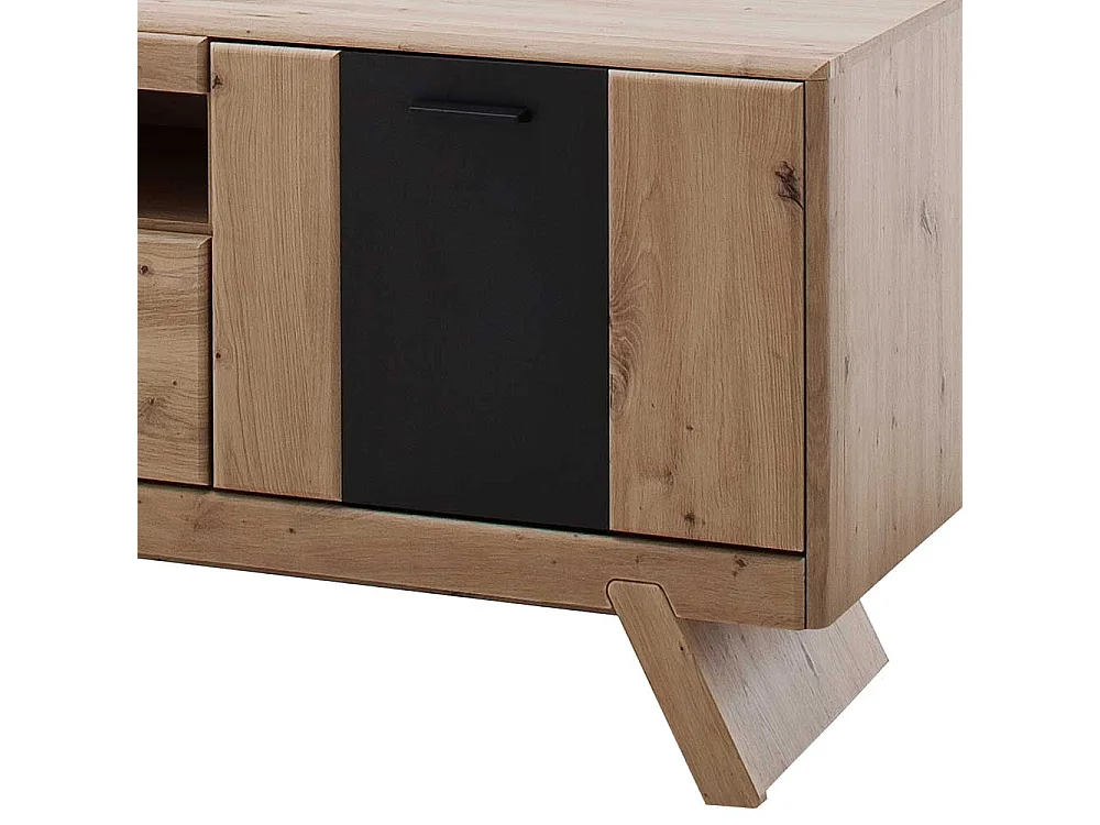 TV Lowboard in Eiche Optik und Dunkelgrau modern