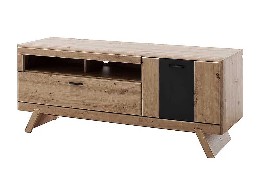 TV Lowboard in Eiche Optik und Dunkelgrau modern