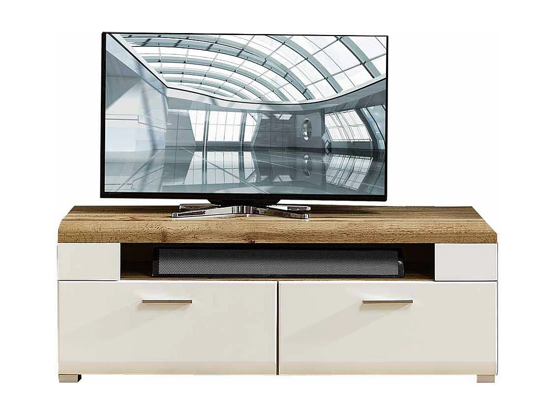 TV Board in Weiß Eiche 140 cm breit