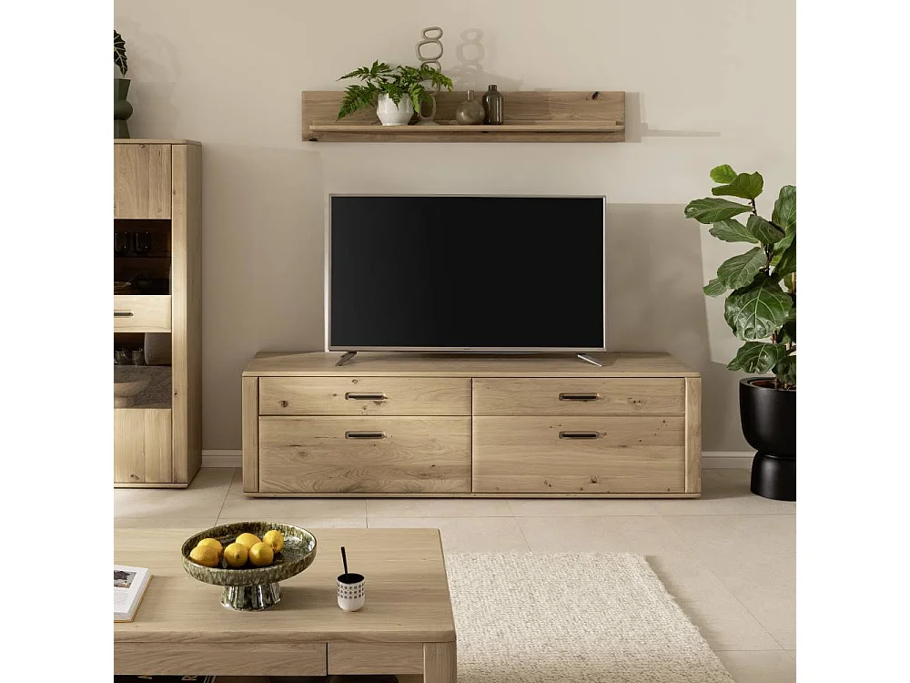 Lowboard TV Board 50 cm tief in Asteiche hell teilmassiv