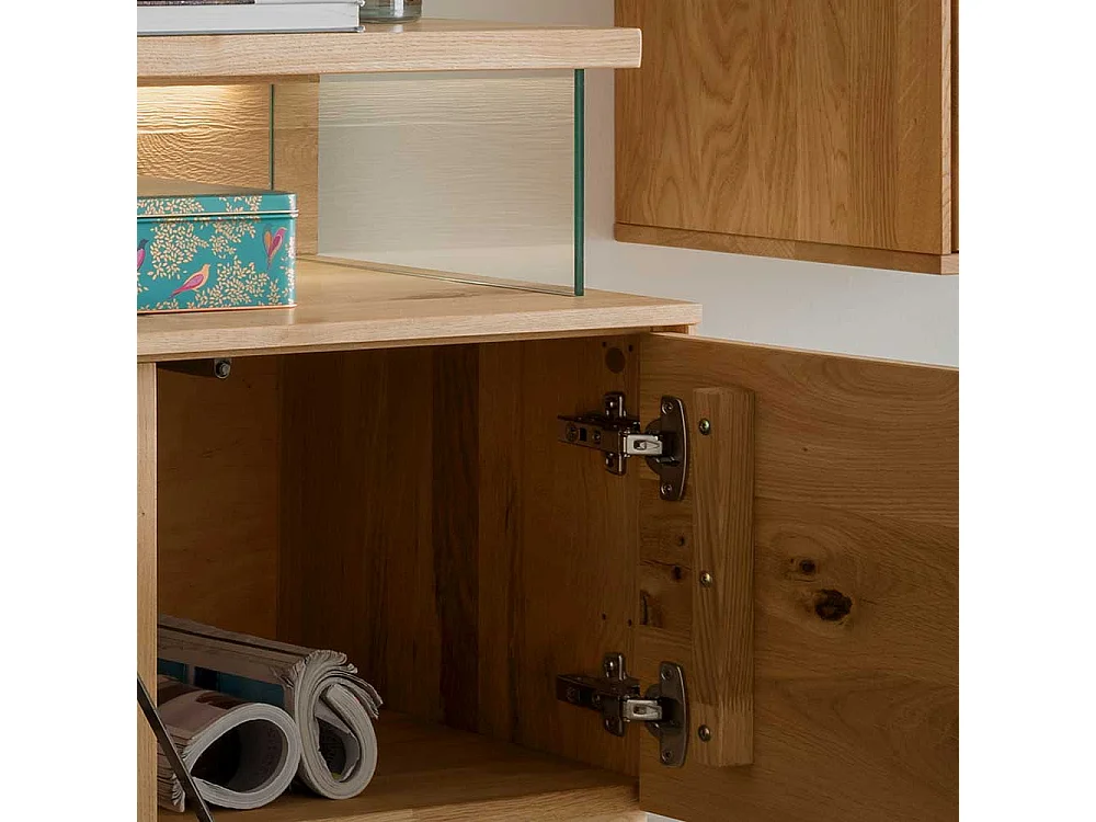 Wildeiche massiv Lowboard in modernem Design Klappe und Tür