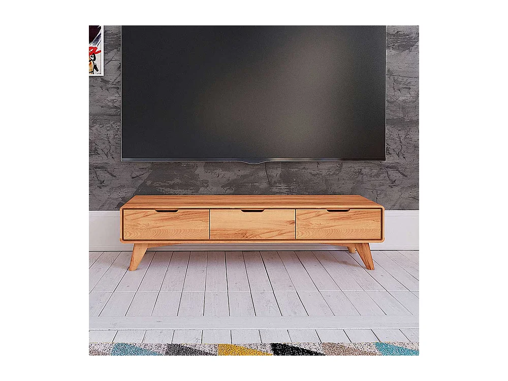 Lowboard aus Kernbuche Massivholz drei Schubladen