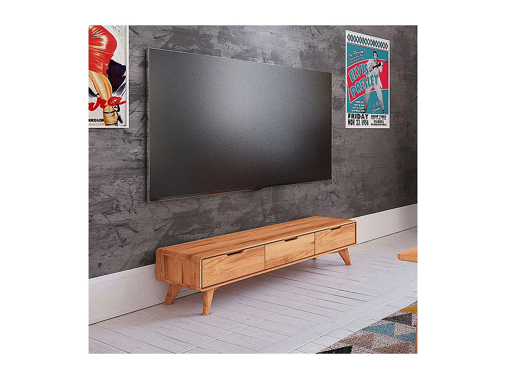 Lowboard aus Kernbuche Massivholz drei Schubladen