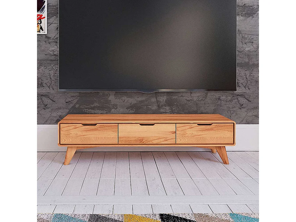 Lowboard aus Kernbuche Massivholz drei Schubladen