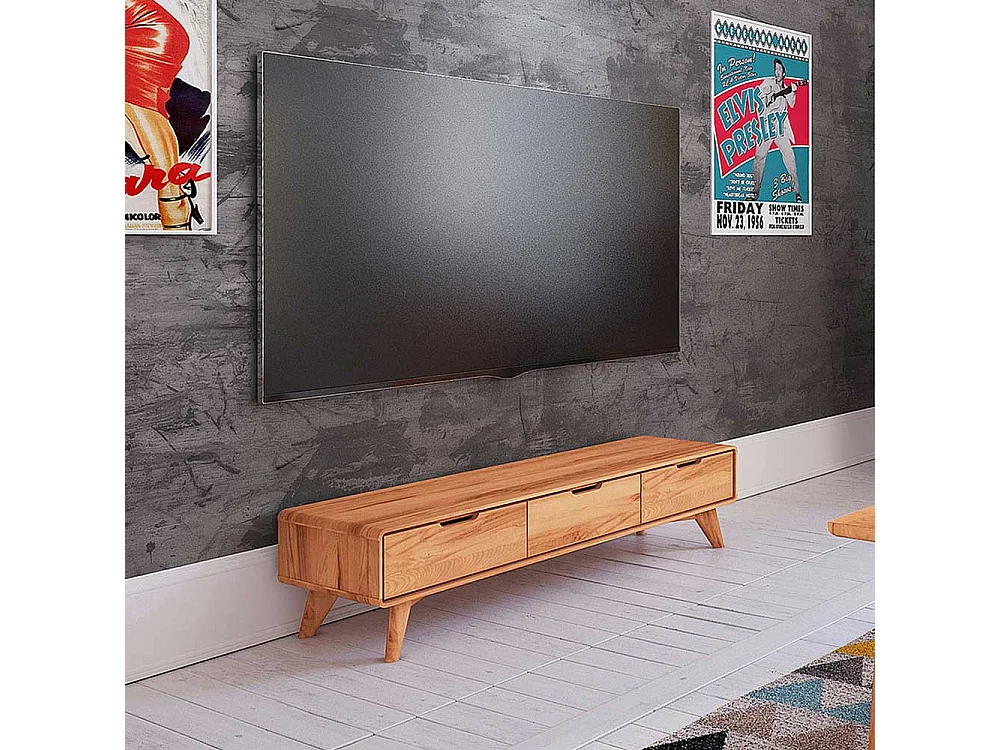 Lowboard aus Kernbuche Massivholz drei Schubladen