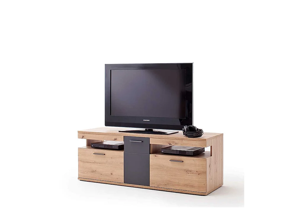 TV Möbel in Eichefarben und Anthrazit 150 cm breit