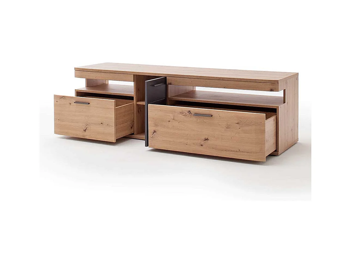 TV Möbel in Eichefarben und Anthrazit 150 cm breit