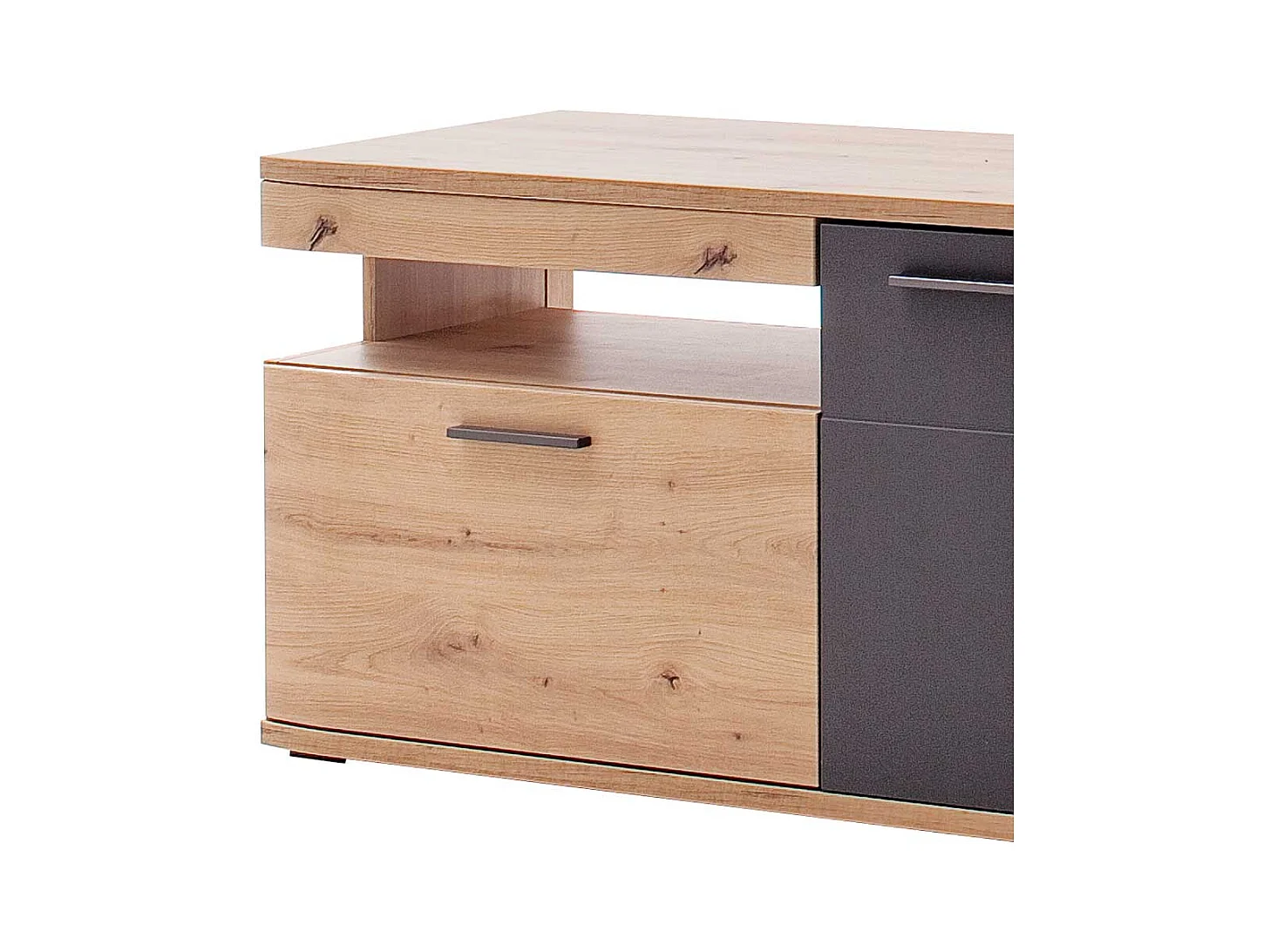 TV Möbel in Eichefarben und Anthrazit 150 cm breit