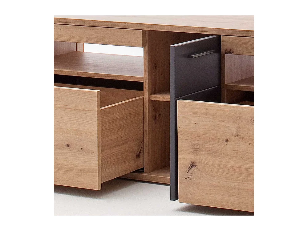 TV Möbel in Eichefarben und Anthrazit 150 cm breit