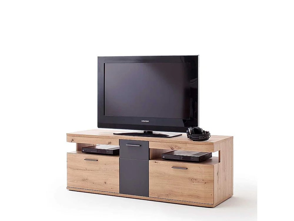TV Möbel in Eichefarben und Anthrazit 150 cm breit