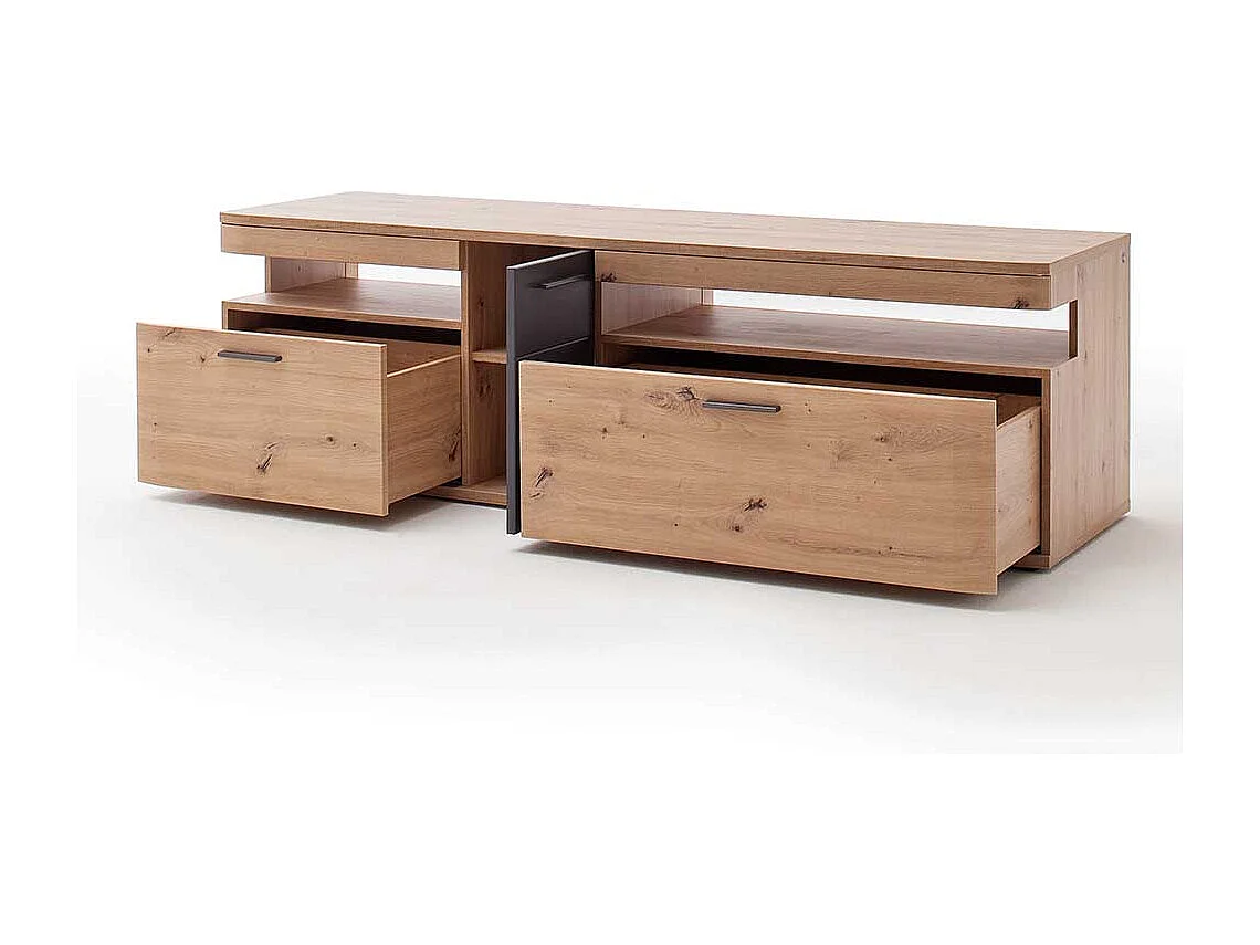 TV Möbel in Eichefarben und Anthrazit 150 cm breit