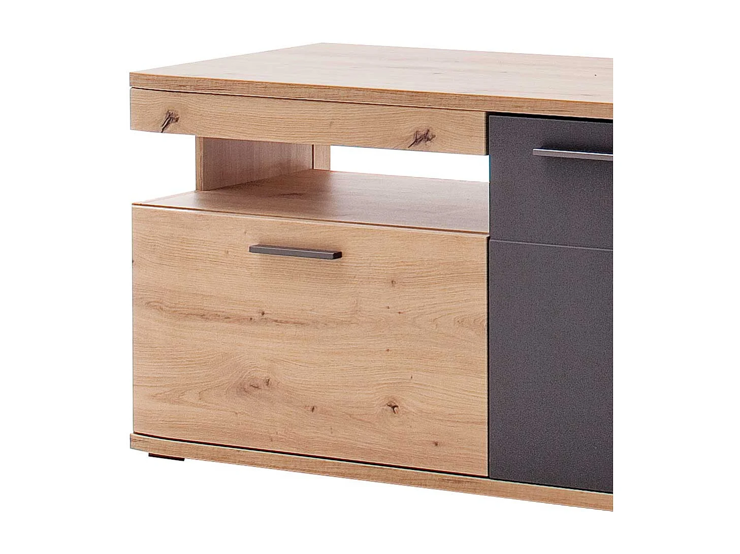 TV Möbel in Eichefarben und Anthrazit 150 cm breit