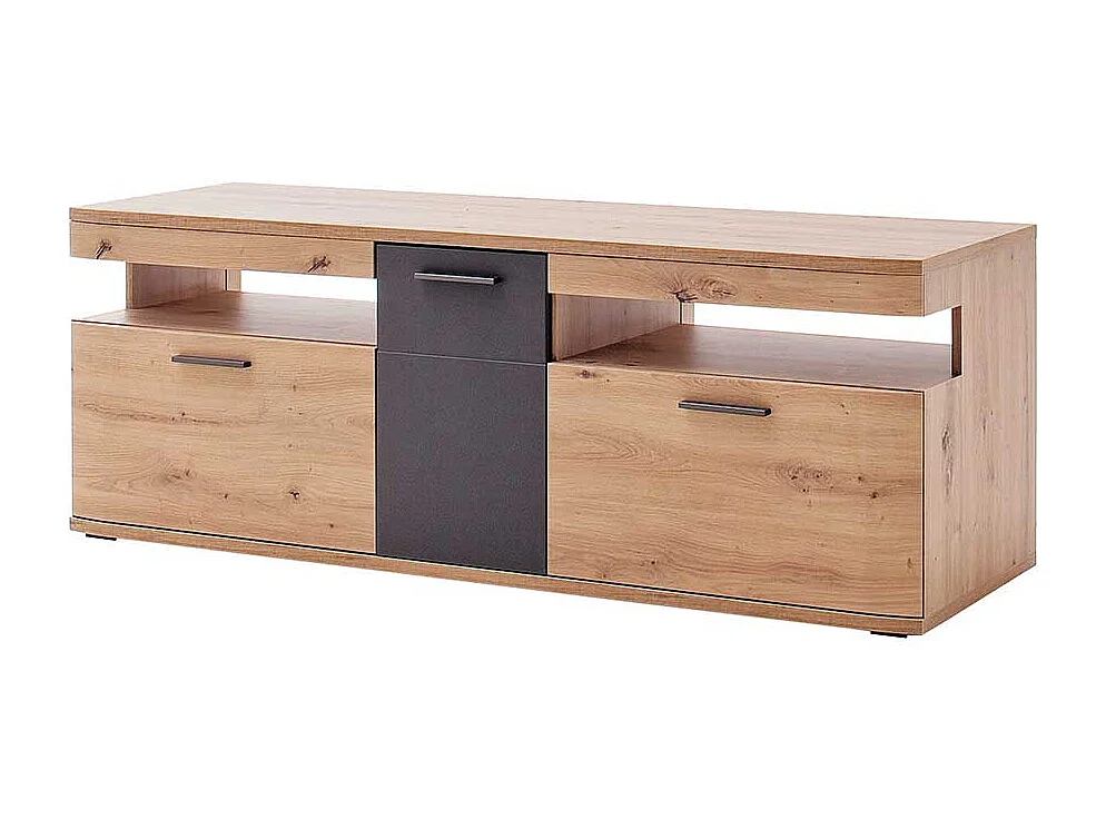 TV Möbel in Eichefarben und Anthrazit 150 cm breit