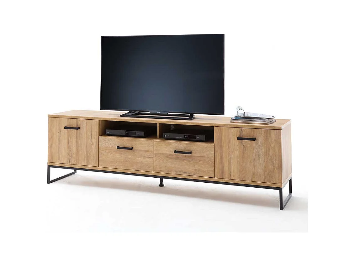 TV Board in Wildeichefarben und Schwarz 60 cm hoch