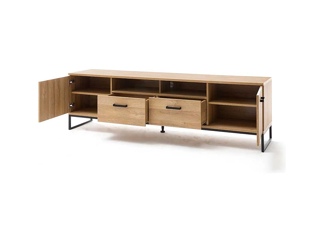 TV Board in Wildeichefarben und Schwarz 60 cm hoch