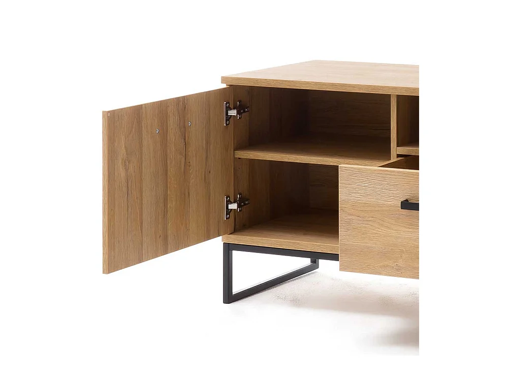 TV Board in Wildeichefarben und Schwarz 60 cm hoch