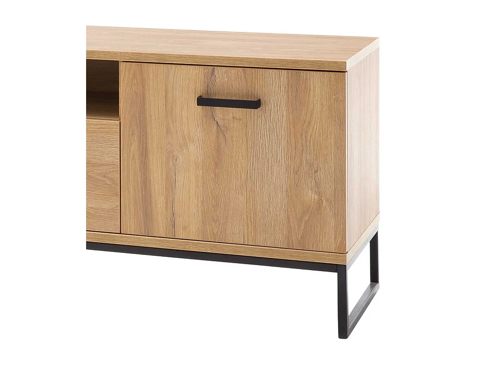 TV Board in Wildeichefarben und Schwarz 60 cm hoch