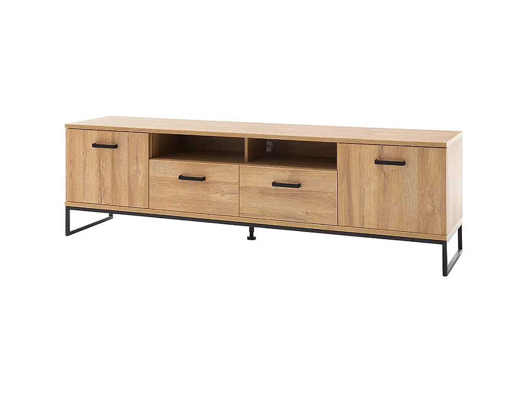 TV Board in Wildeichefarben und Schwarz 60 cm hoch