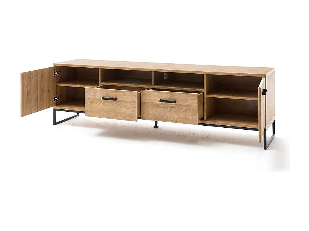 TV Board in Wildeichefarben und Schwarz 60 cm hoch