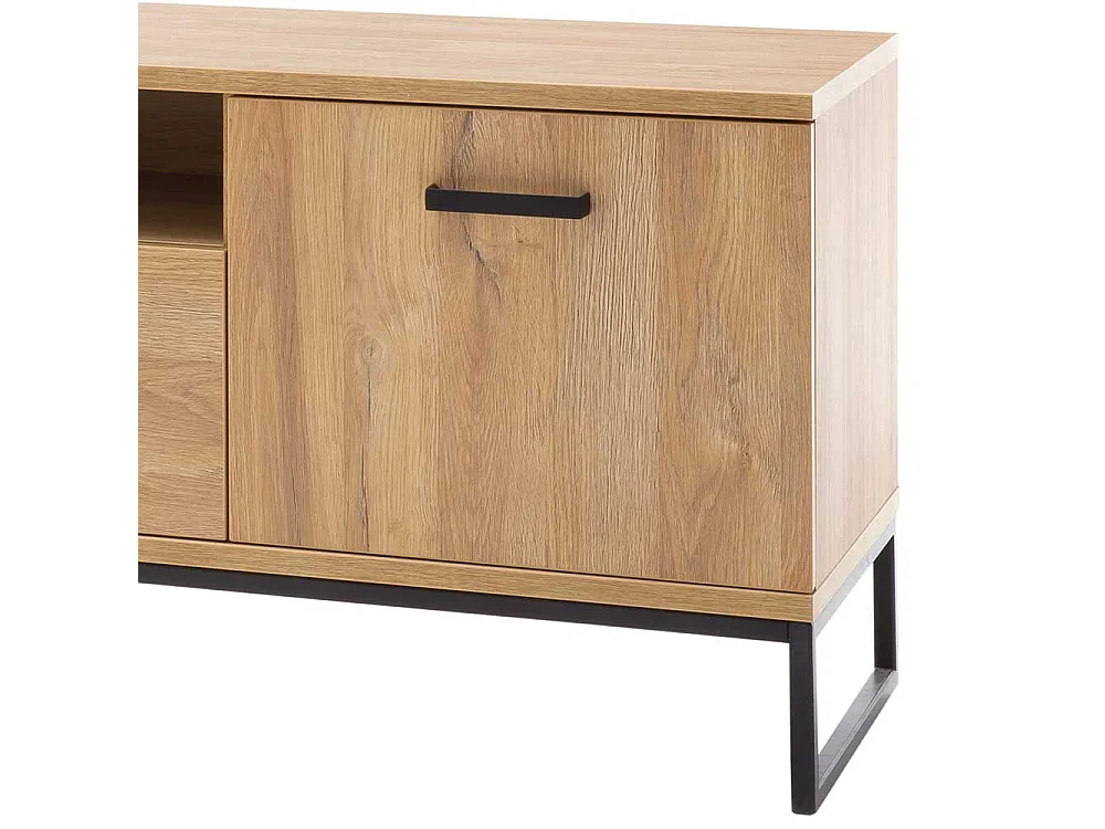 TV Board in Wildeichefarben und Schwarz 60 cm hoch