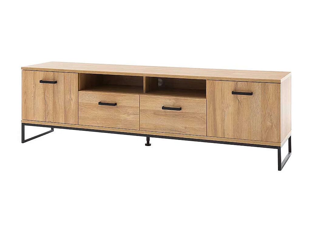 TV Board in Wildeichefarben und Schwarz 60 cm hoch