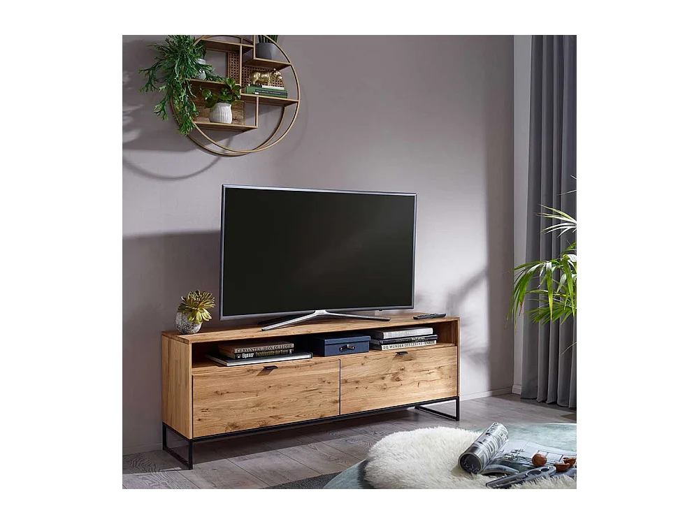 TV Möbel aus Wildeiche Massivholz & Metall modernem Design