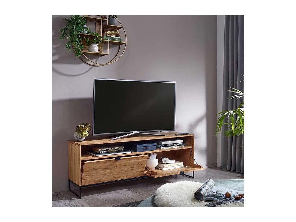 TV Möbel aus Wildeiche Massivholz & Metall modernem Design