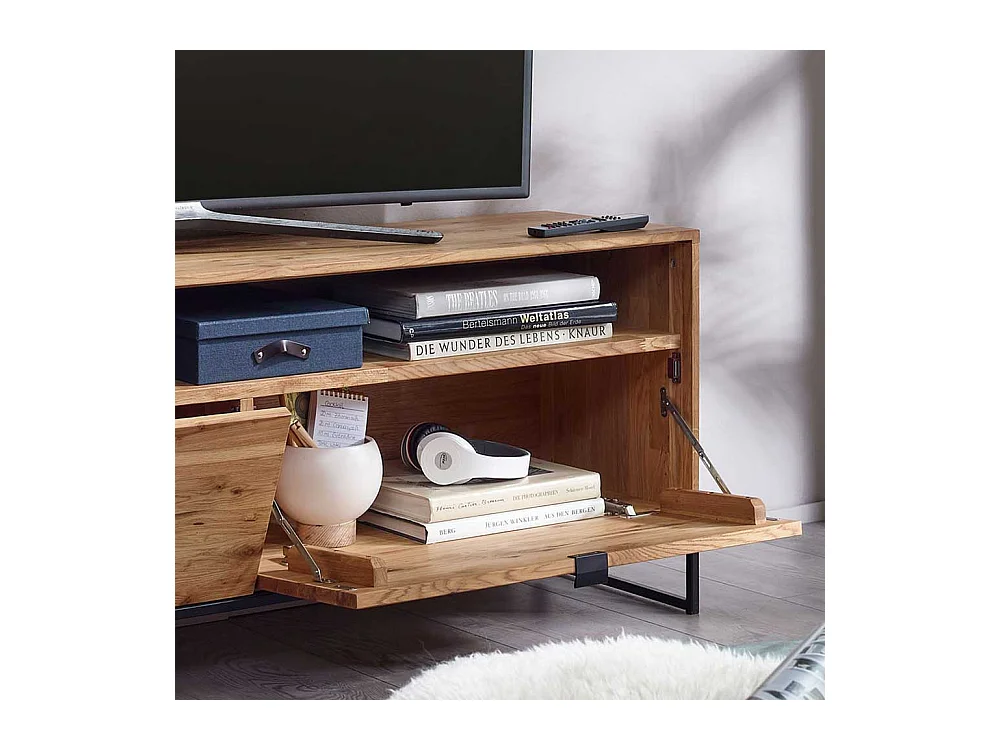 TV Möbel aus Wildeiche Massivholz & Metall modernem Design