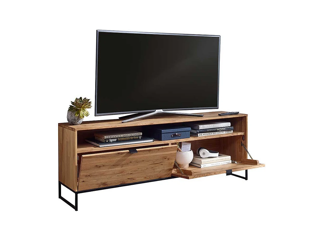 TV Möbel aus Wildeiche Massivholz & Metall modernem Design