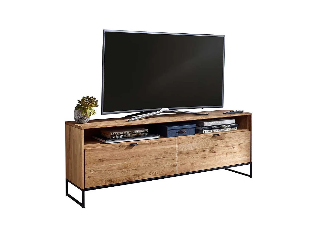 TV Möbel aus Wildeiche Massivholz & Metall modernem Design