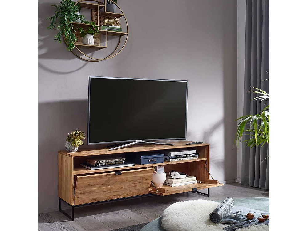 TV Möbel aus Wildeiche Massivholz & Metall modernem Design