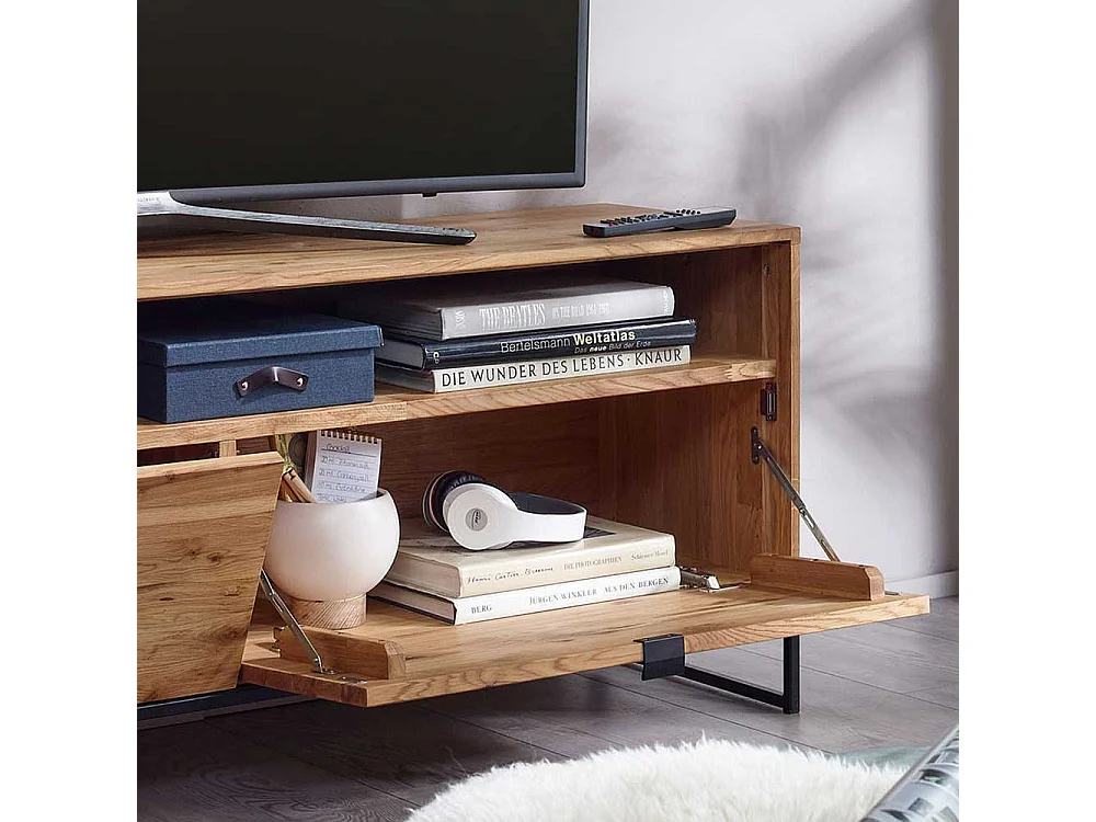TV Möbel aus Wildeiche Massivholz & Metall modernem Design