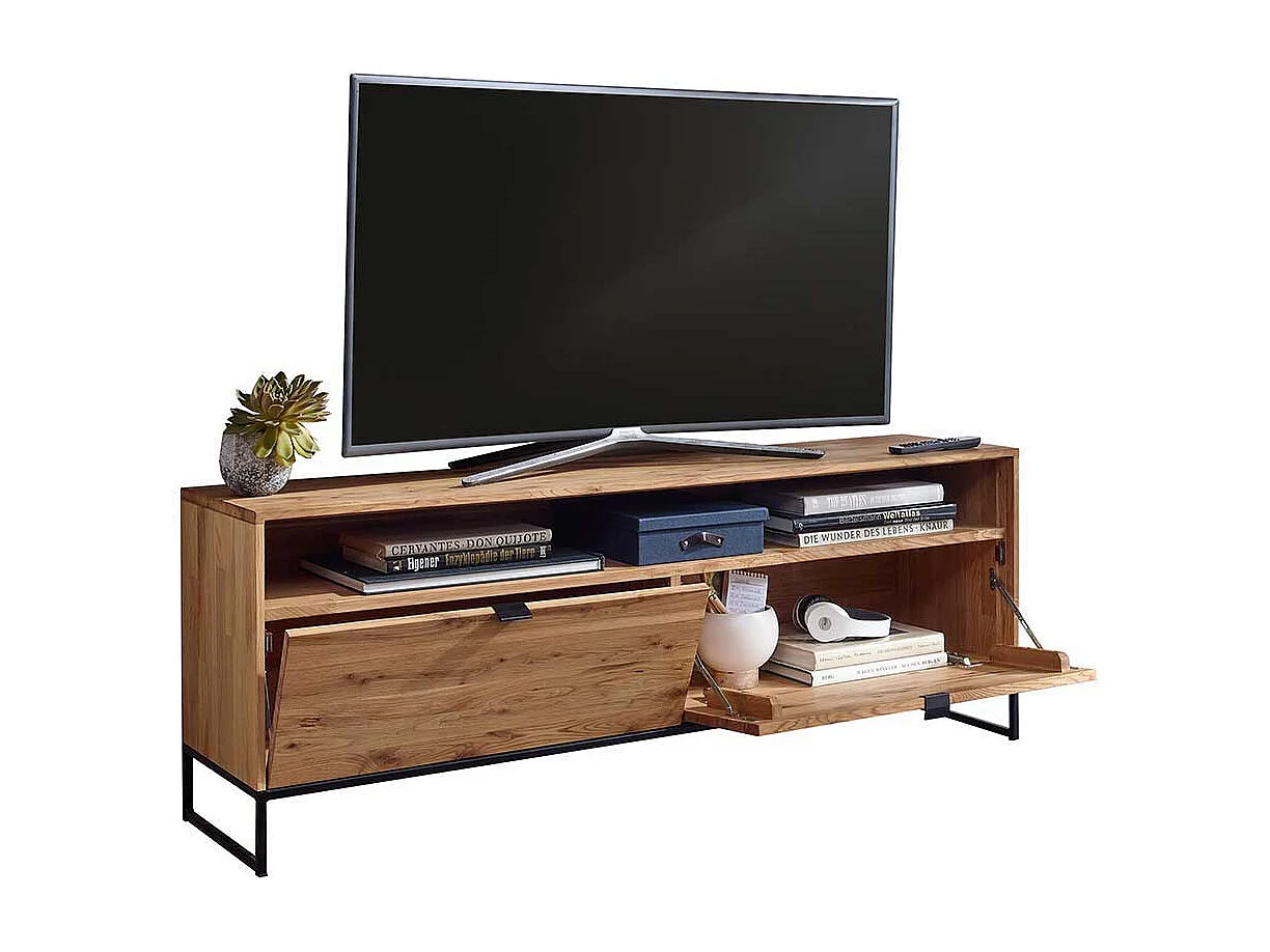 TV Möbel aus Wildeiche Massivholz & Metall modernem Design