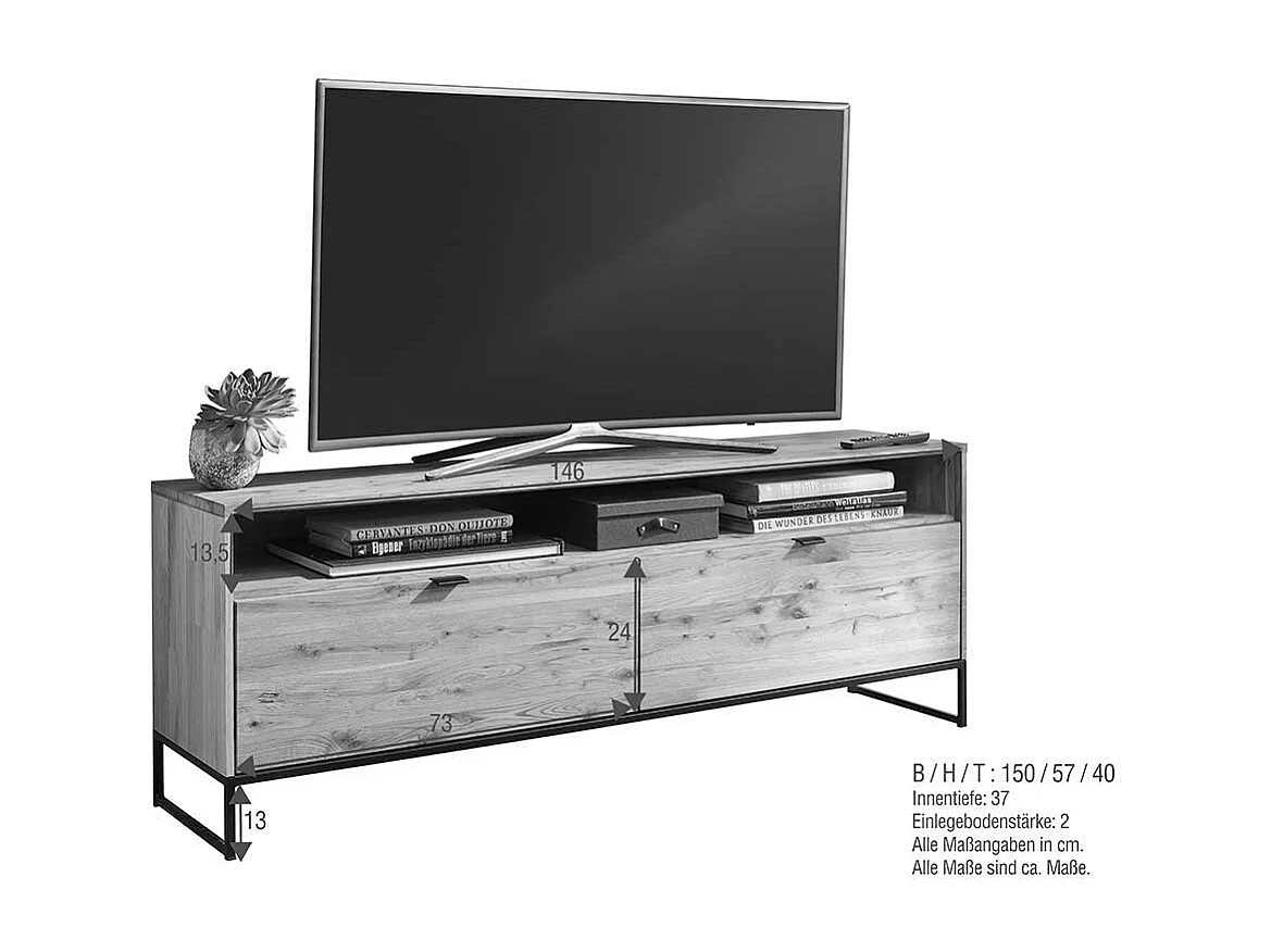 TV Möbel aus Wildeiche Massivholz & Metall modernem Design