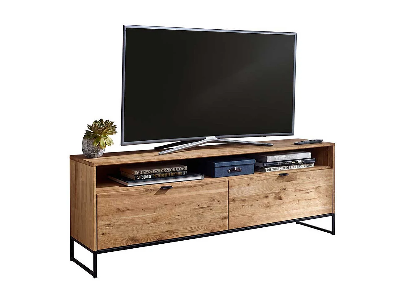 TV Möbel aus Wildeiche Massivholz & Metall modernem Design