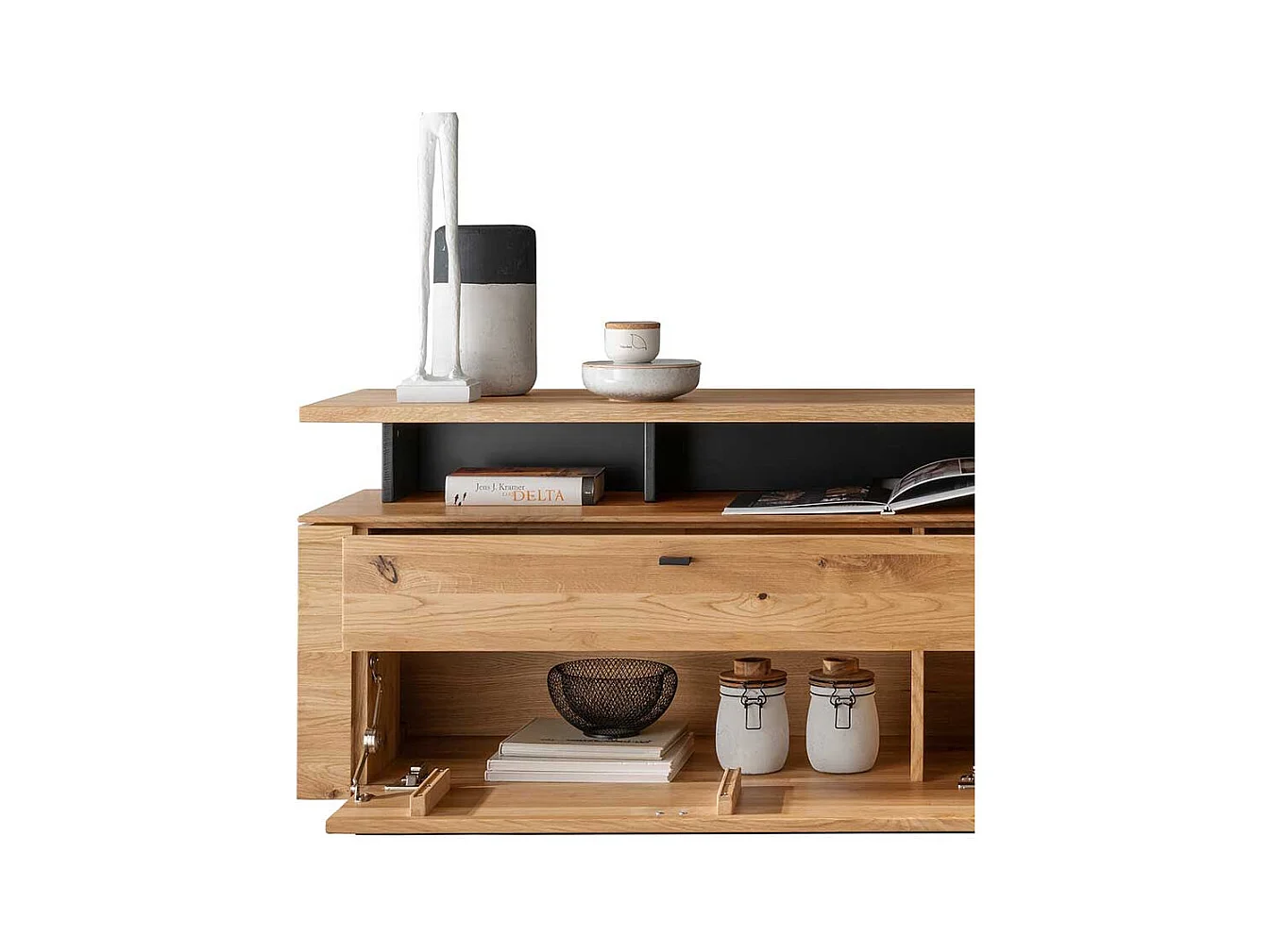 Phonomöbel massiv Wildeiche in modernem Design TV Aufsatz