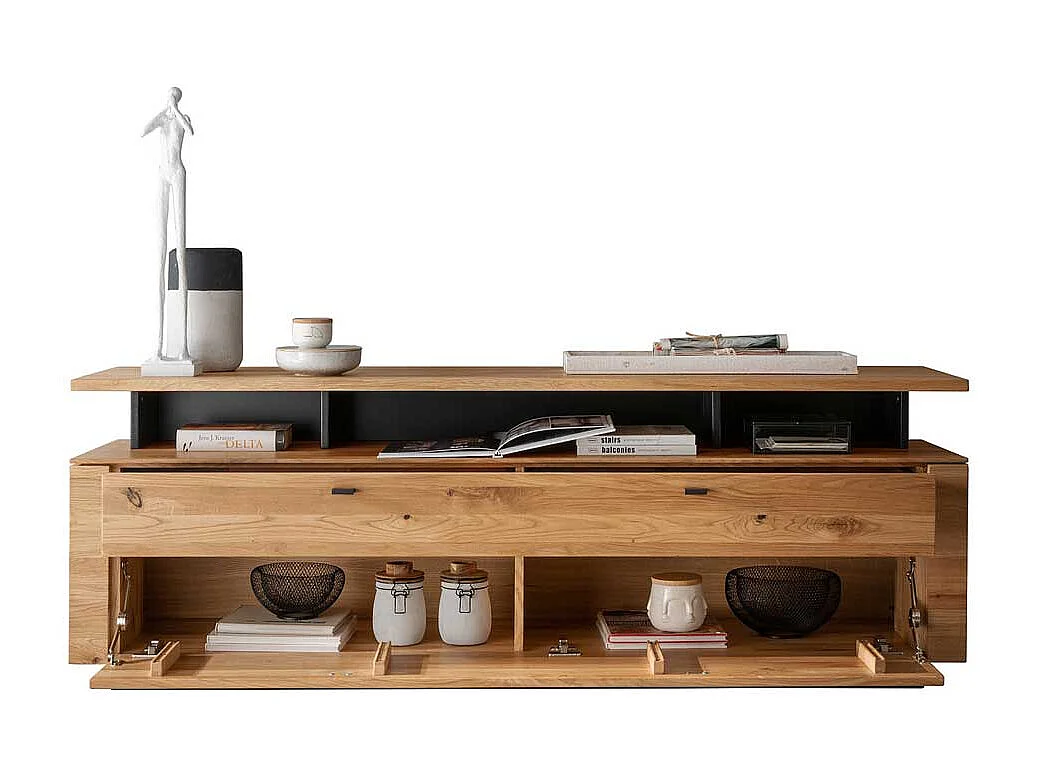 Phonomöbel massiv Wildeiche in modernem Design TV Aufsatz