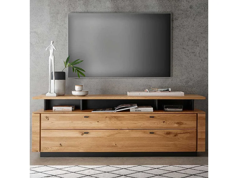 Phonomöbel massiv Wildeiche in modernem Design TV Aufsatz