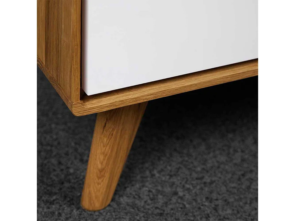 TV Lowboard in Weiß und Wildeiche 220 cm breit