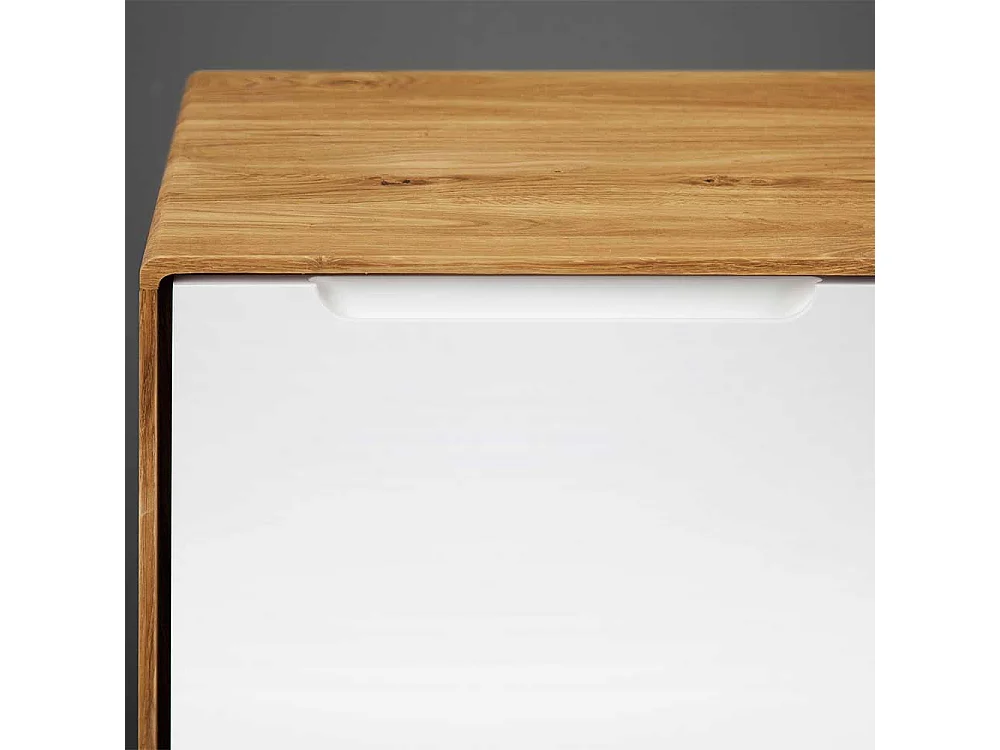 TV Lowboard in Weiß und Wildeiche 220 cm breit