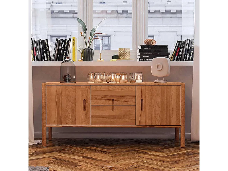 Lowboard Wildbuche massiv in modernem Design 64 cm hoch