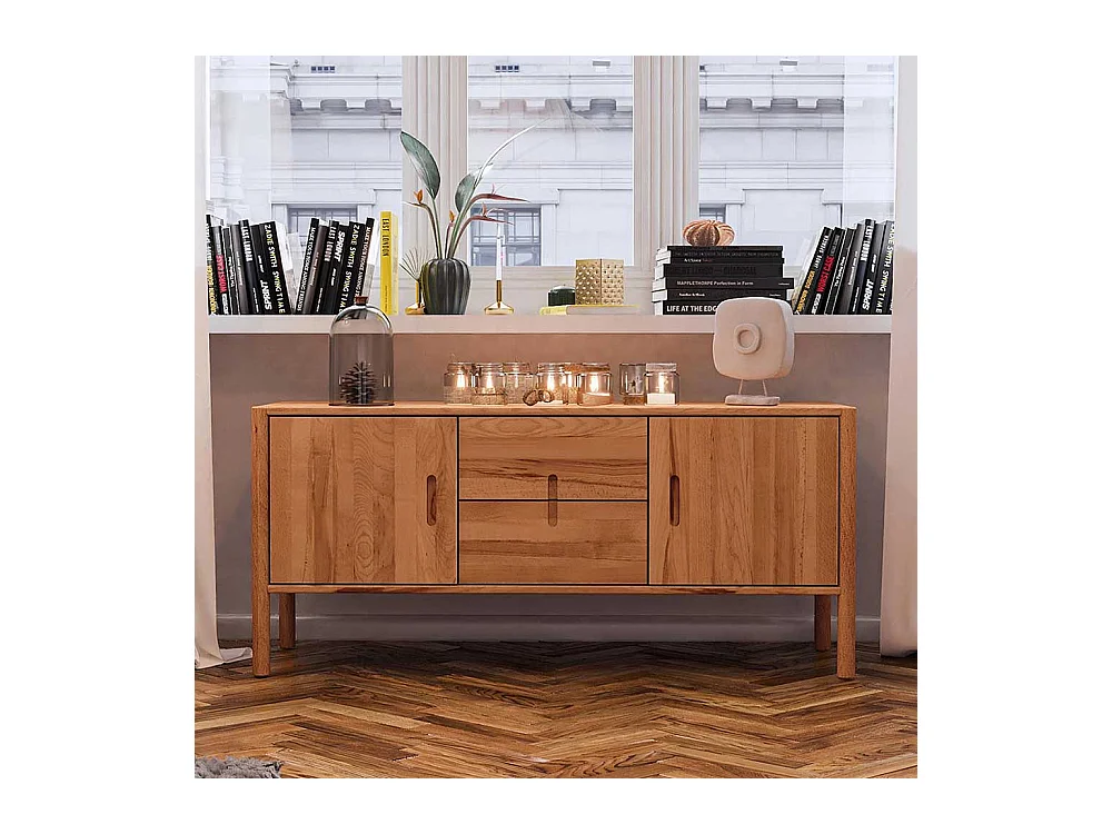 Lowboard Wildbuche massiv in modernem Design 64 cm hoch