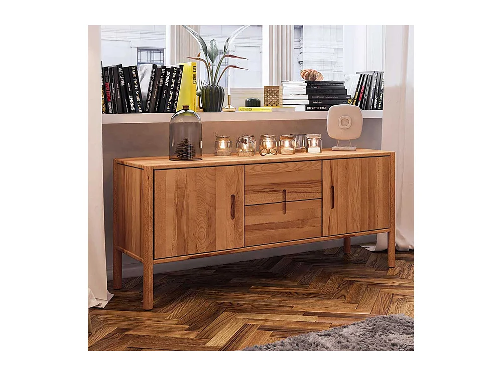 Lowboard Wildbuche massiv in modernem Design 64 cm hoch