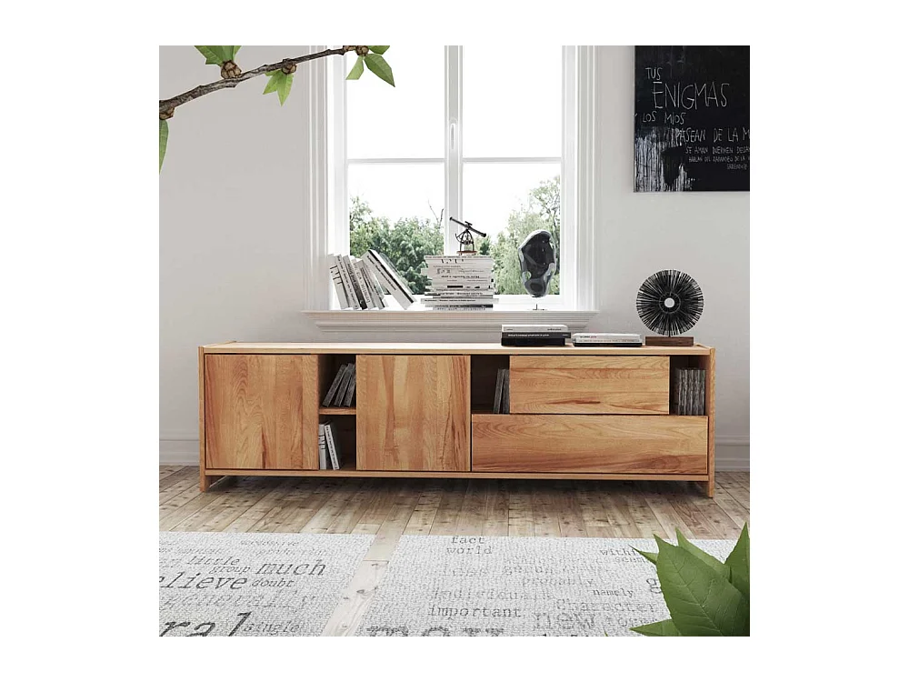 Lowboard aus Kernbuche Massivholz mit offenen Fächern