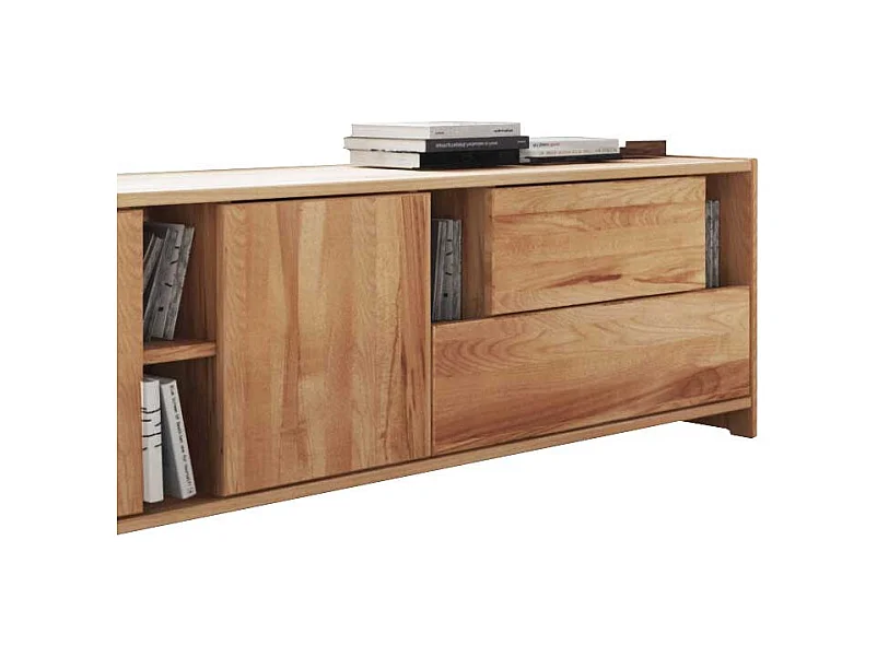 Lowboard aus Kernbuche Massivholz mit offenen Fächern