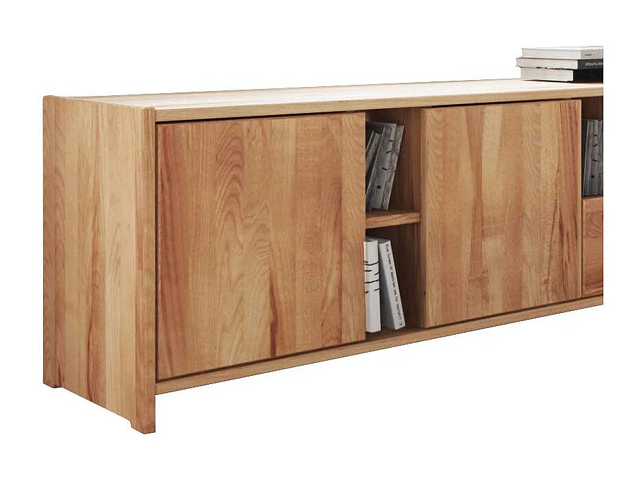 Lowboard aus Kernbuche Massivholz mit offenen Fächern