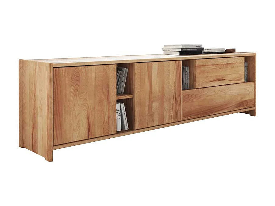 Lowboard aus Kernbuche Massivholz mit offenen Fächern